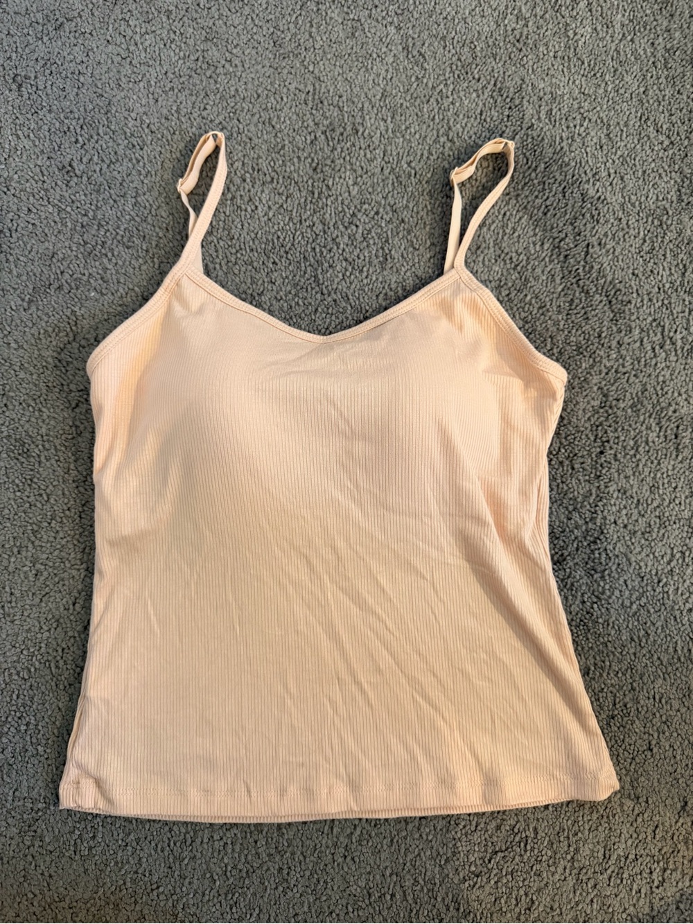 Women’s Lightweight Ribbed Cami Tank Top w/ Built-In Bra - Light Pink/Orange